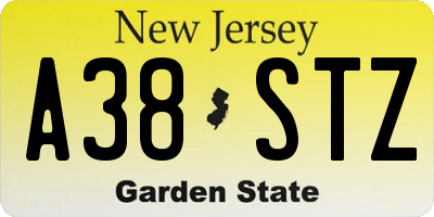 NJ license plate A38STZ