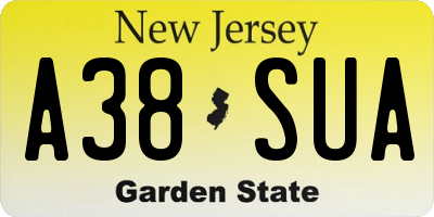 NJ license plate A38SUA