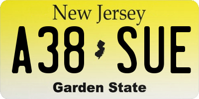 NJ license plate A38SUE