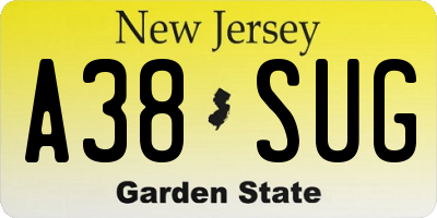 NJ license plate A38SUG