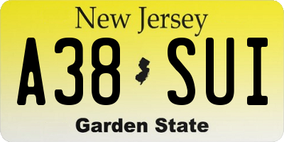 NJ license plate A38SUI