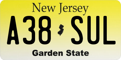 NJ license plate A38SUL