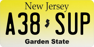 NJ license plate A38SUP