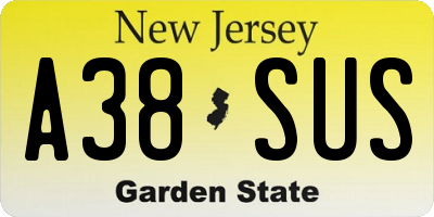 NJ license plate A38SUS