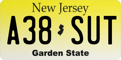 NJ license plate A38SUT