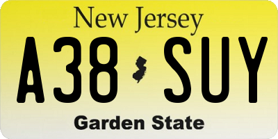 NJ license plate A38SUY