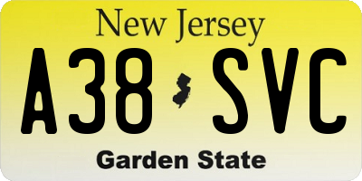 NJ license plate A38SVC