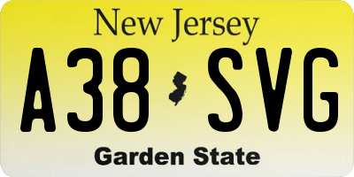 NJ license plate A38SVG