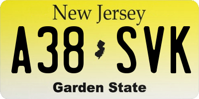NJ license plate A38SVK