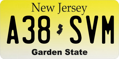 NJ license plate A38SVM