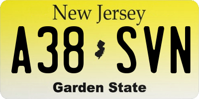NJ license plate A38SVN