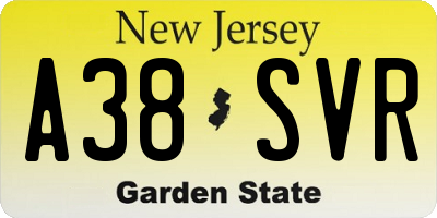 NJ license plate A38SVR
