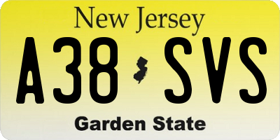 NJ license plate A38SVS