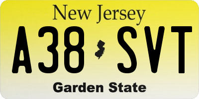 NJ license plate A38SVT