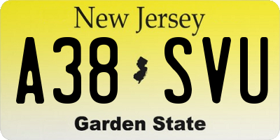 NJ license plate A38SVU