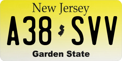 NJ license plate A38SVV