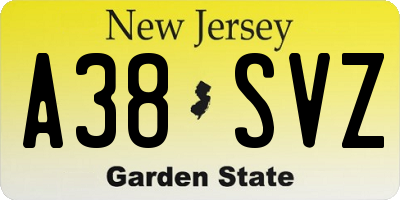 NJ license plate A38SVZ