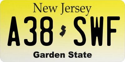 NJ license plate A38SWF