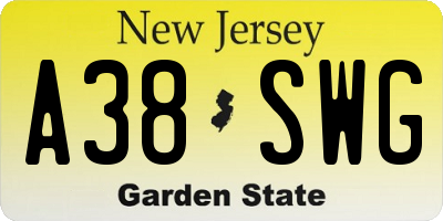 NJ license plate A38SWG