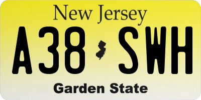 NJ license plate A38SWH