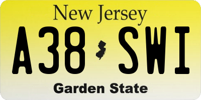 NJ license plate A38SWI