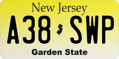 NJ license plate A38SWP