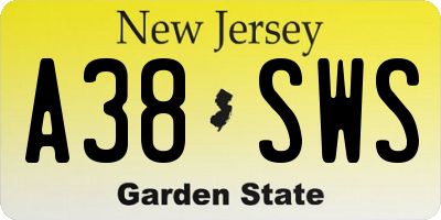 NJ license plate A38SWS