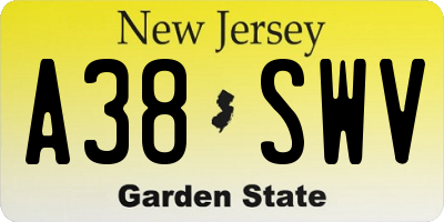 NJ license plate A38SWV