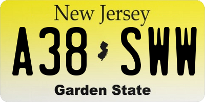 NJ license plate A38SWW
