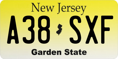 NJ license plate A38SXF