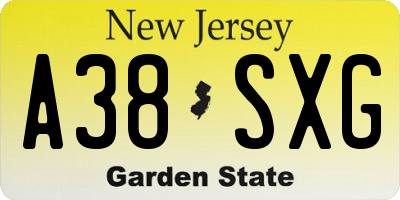 NJ license plate A38SXG
