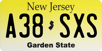 NJ license plate A38SXS