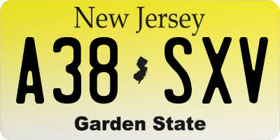 NJ license plate A38SXV