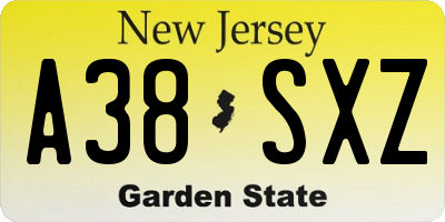 NJ license plate A38SXZ