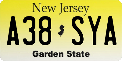 NJ license plate A38SYA