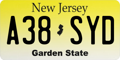 NJ license plate A38SYD