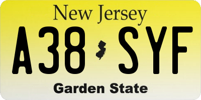 NJ license plate A38SYF