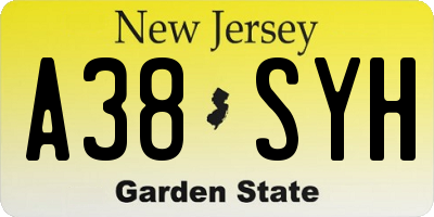 NJ license plate A38SYH