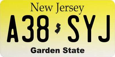 NJ license plate A38SYJ
