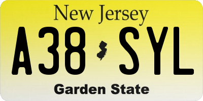 NJ license plate A38SYL
