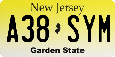 NJ license plate A38SYM