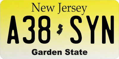 NJ license plate A38SYN