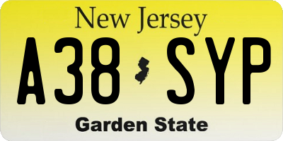 NJ license plate A38SYP