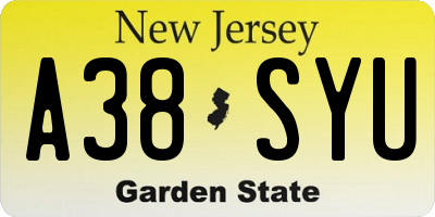 NJ license plate A38SYU