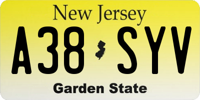 NJ license plate A38SYV