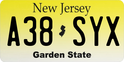 NJ license plate A38SYX