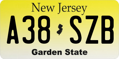 NJ license plate A38SZB