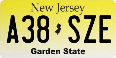 NJ license plate A38SZE