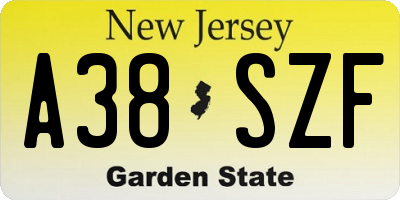 NJ license plate A38SZF