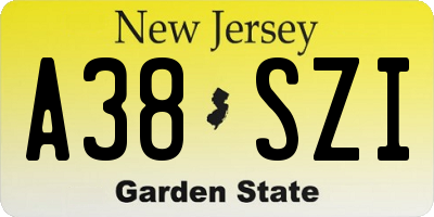 NJ license plate A38SZI